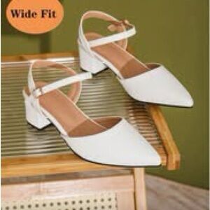 Elegant White Women's Wide Fit Heels